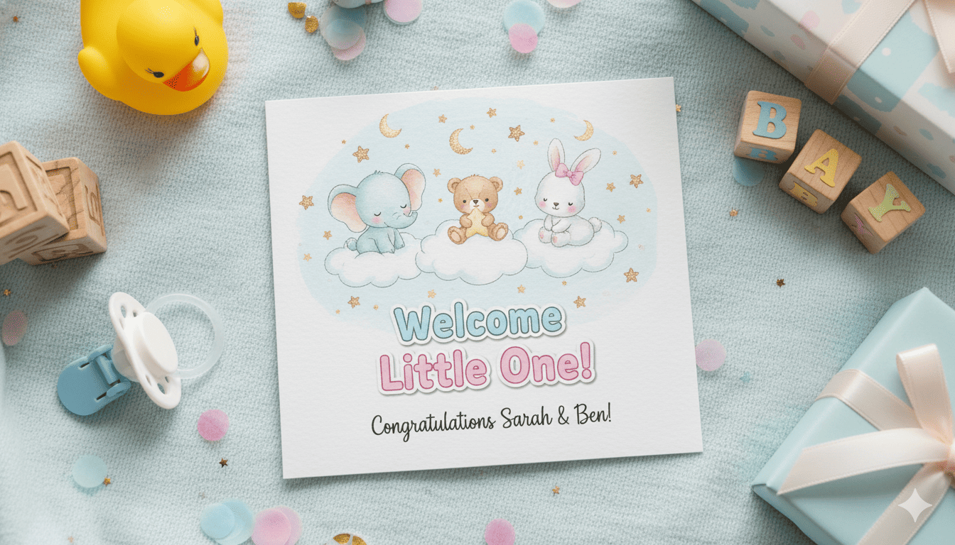Adorable baby shower greeting card
