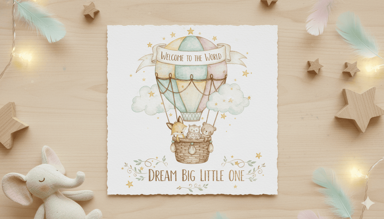 Whimsical baby greeting card